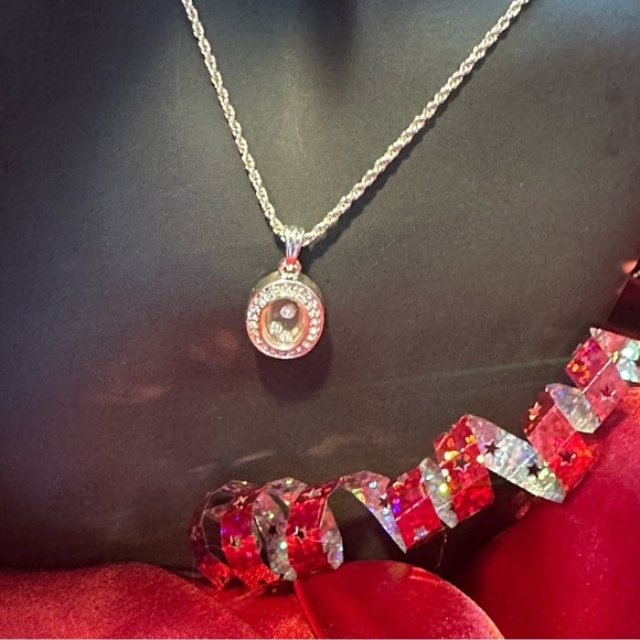 Oval CZ Crystal Pendant Necklace – Dancing Diamond Center Stones - Picture 8 of 11